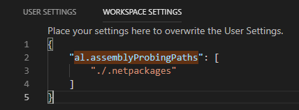 VS Code settings.json referencing the .netpackages directory