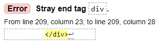 W3C validator showing repeated HTML errors on attendee page
